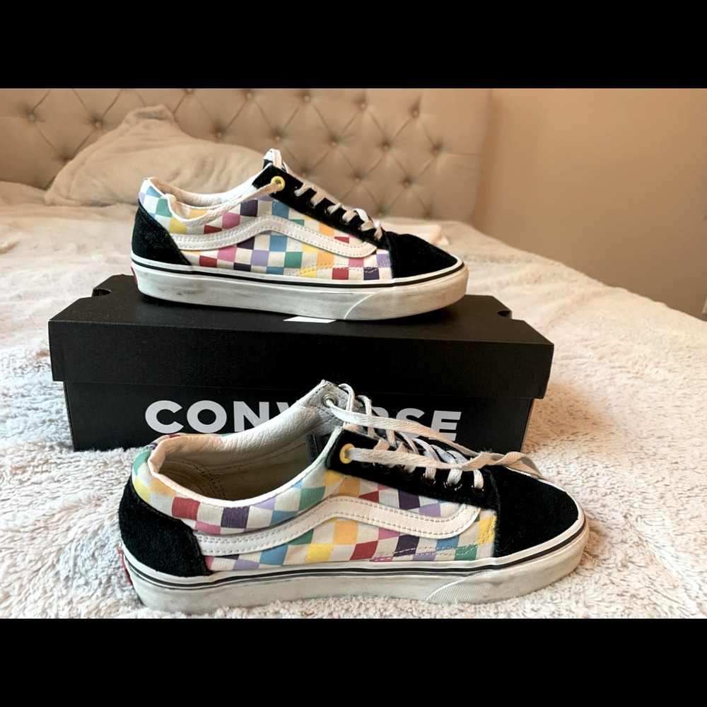 COPY - Rainbow checkered vans size 9